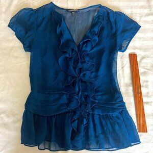 Turquoise short-sleeved blouse by Express